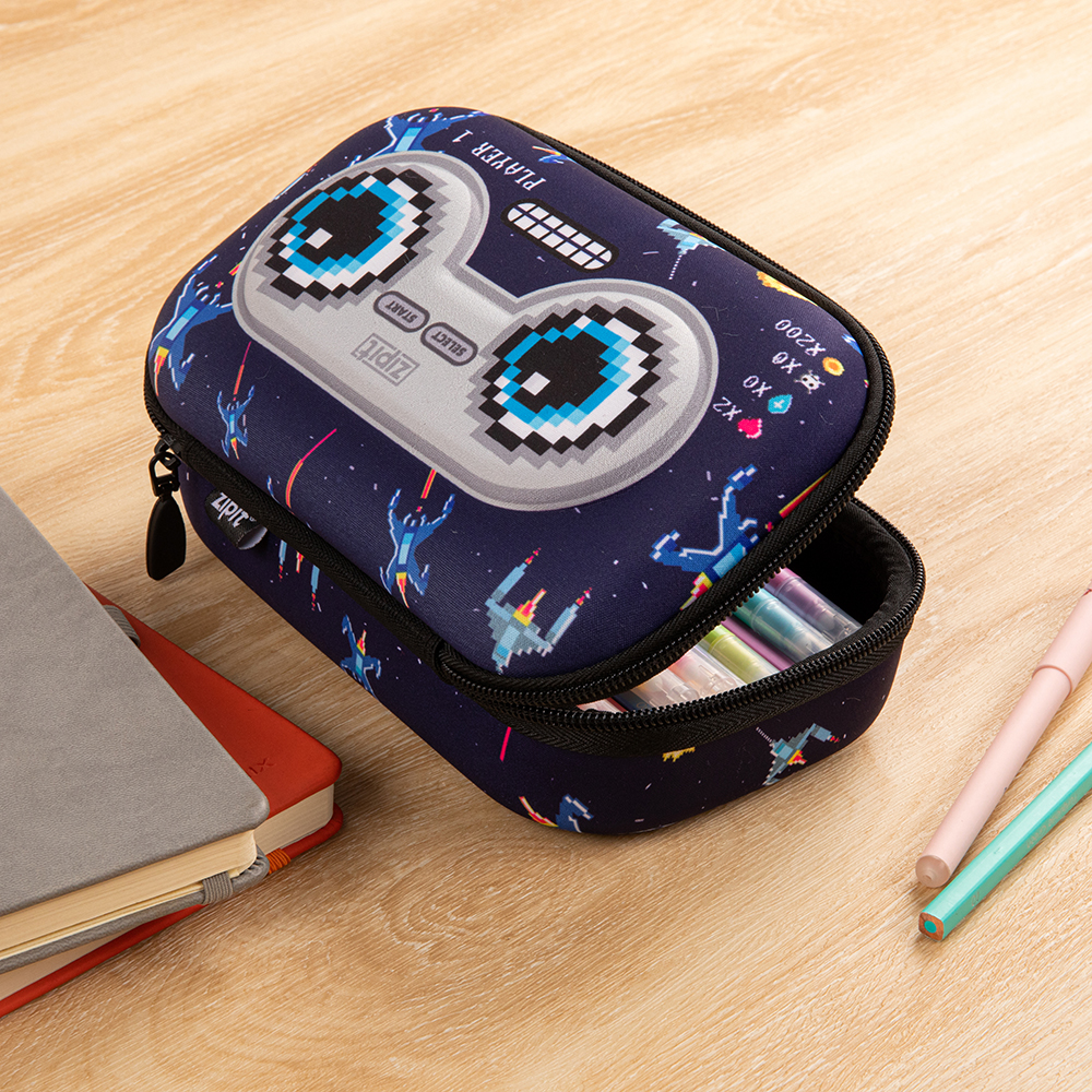 Zipit New Gamer Pencil Box for Kids, Blue
